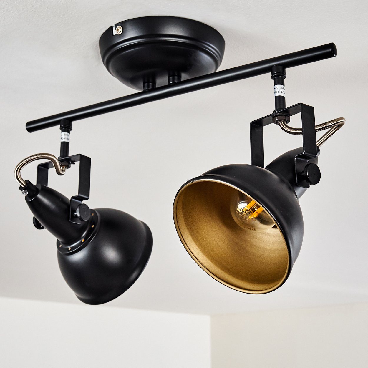 hofstein Deckenleuchte »Arazane« Deckenlampe aus Metall in Schwarz/Gold, ohne Leuchtmittel, mit verstellbaren Strahlern, 2xE14, Spot im Retro/Vintage Design – Bild 5 von 5