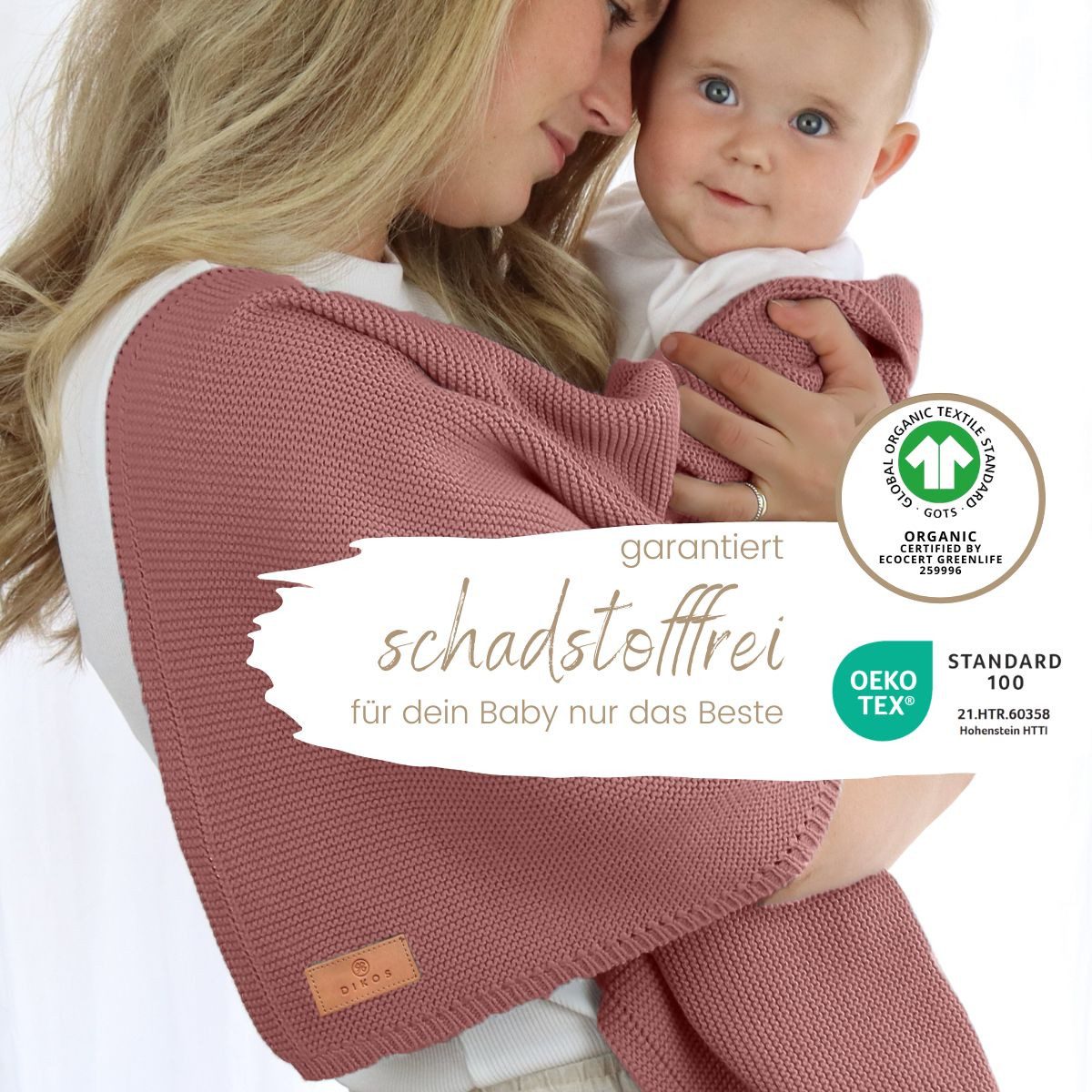 Babydecke DIKOS® Babydecke aus *100%* Bio Baumwolle atmungsaktiv clean, DIKOS, PREMIUM Qualität atmungsaktiv, nachhaltig, plastikfrei, kuschelweich