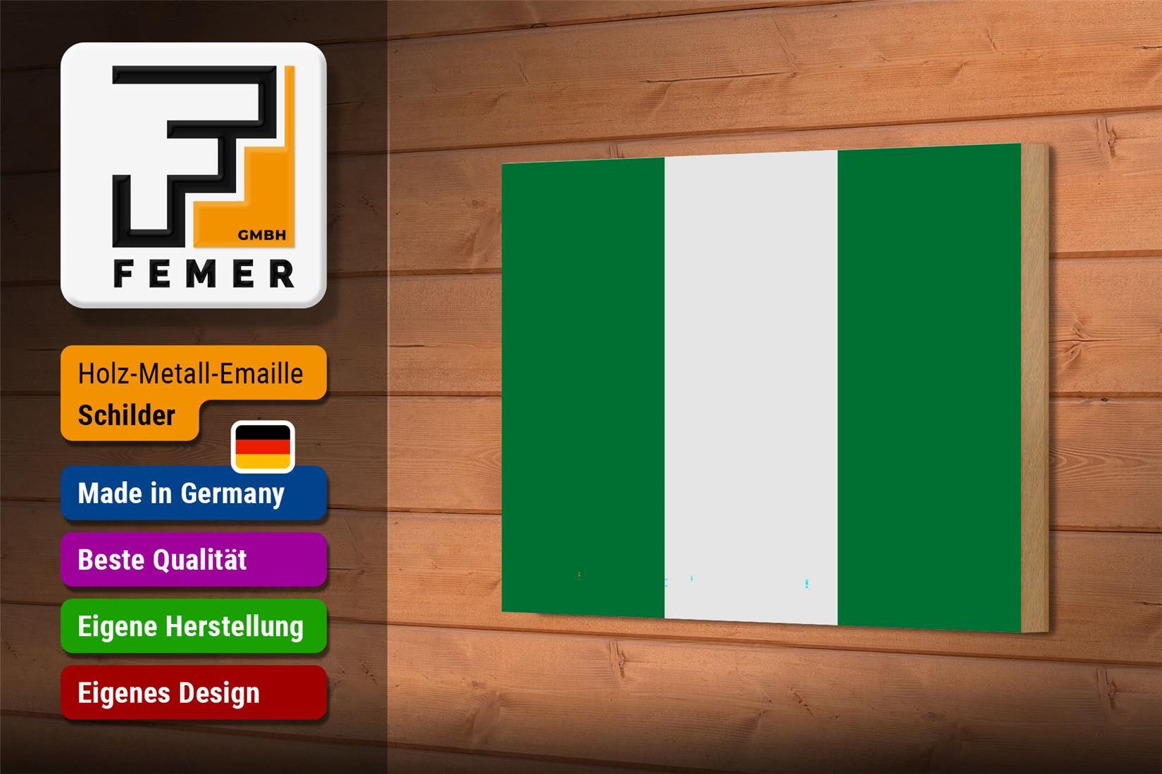 Femer GmbH Holzbild Flagge Nigerias 18x12 cm Flag of Nigeria, Flaggen (1 St), Glatte Holzfaserplatte (MDF), vorn beschichtet
