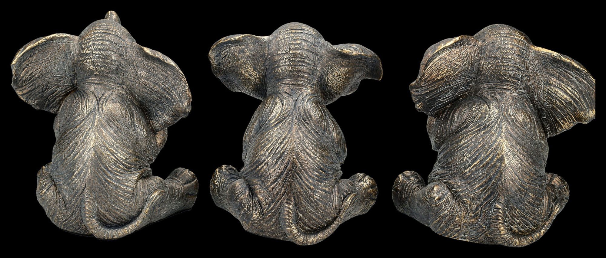 Figuren Shop GmbH Tierfigur Elefanten Figuren 3er Set - Bronzefarben - Tierfiguren Dekofiguren