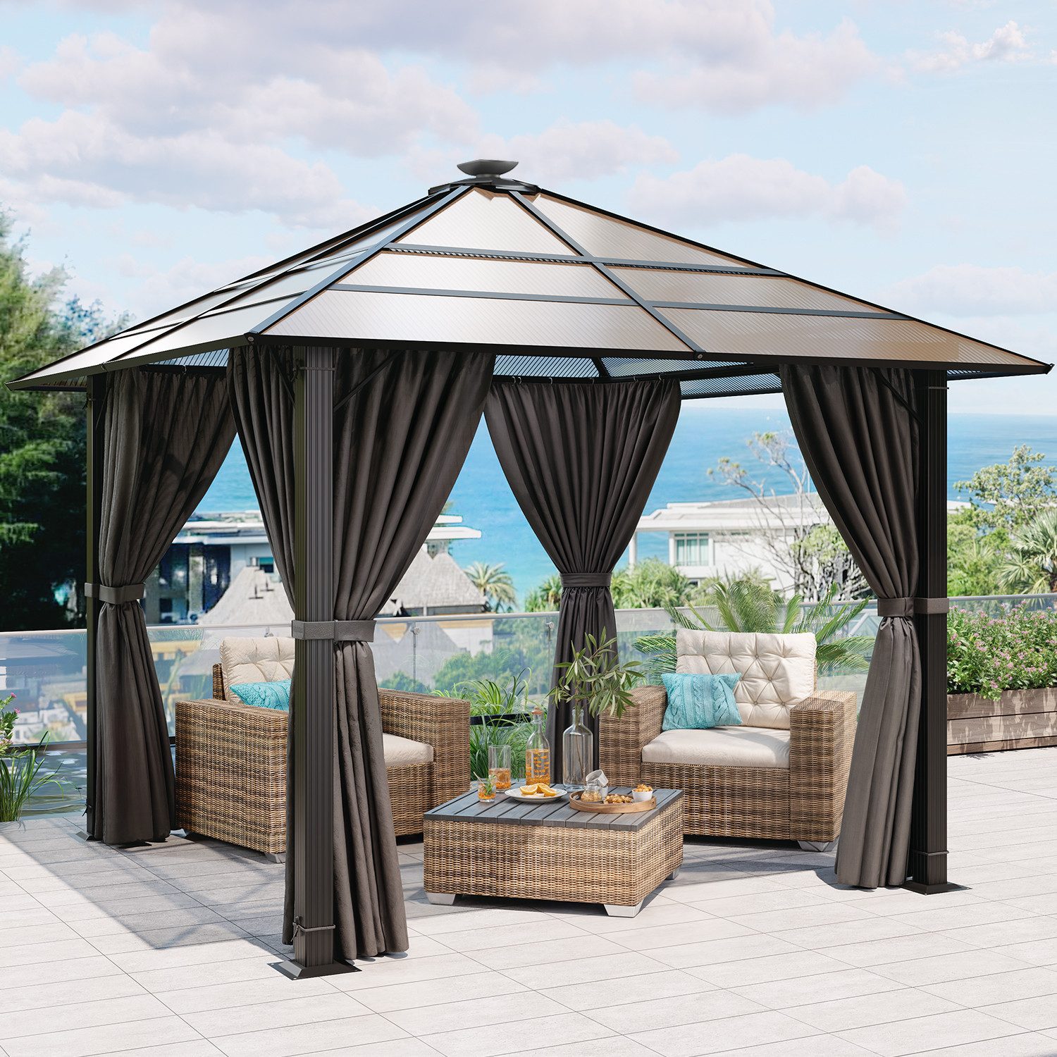 Pavillon 300x300/300x400cm Gartenpavillon Verdickter Aluminium-Pavillon