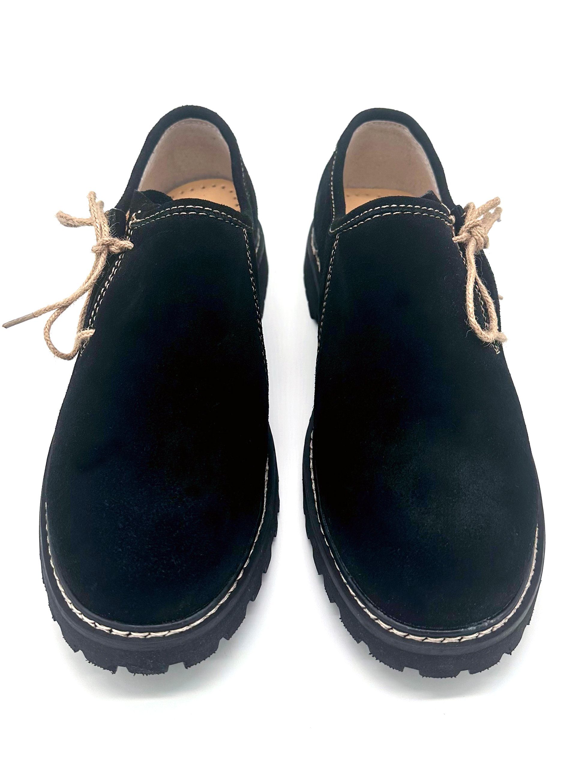 FUCHS Trachtenschuhe schwarz Veloursleder Schnürschuh (2-tlg) aus 100% Veloursleder