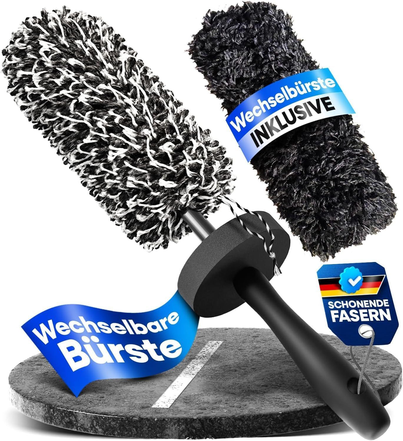 Loco Bird Felgenbürste Mikrofaser Auto - schonende Reinigung für alle Autofelgen, (2-tlg), - Car Wash Set, Auto Bürste, Microfaser Felgen Bürste Alufelgen