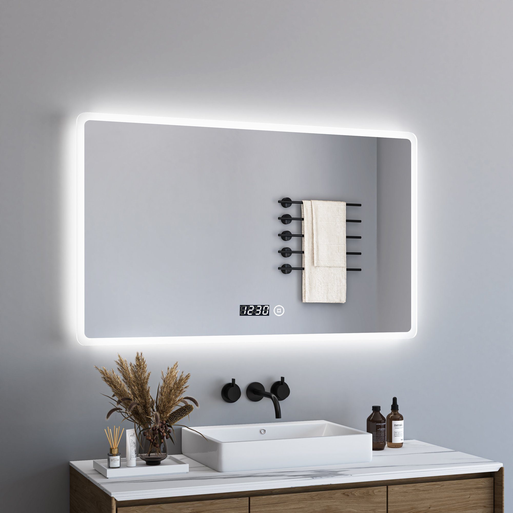 WDWRITTI Badspiegel Badezimmerspiegel Led 100x60 cm günstig online kaufen