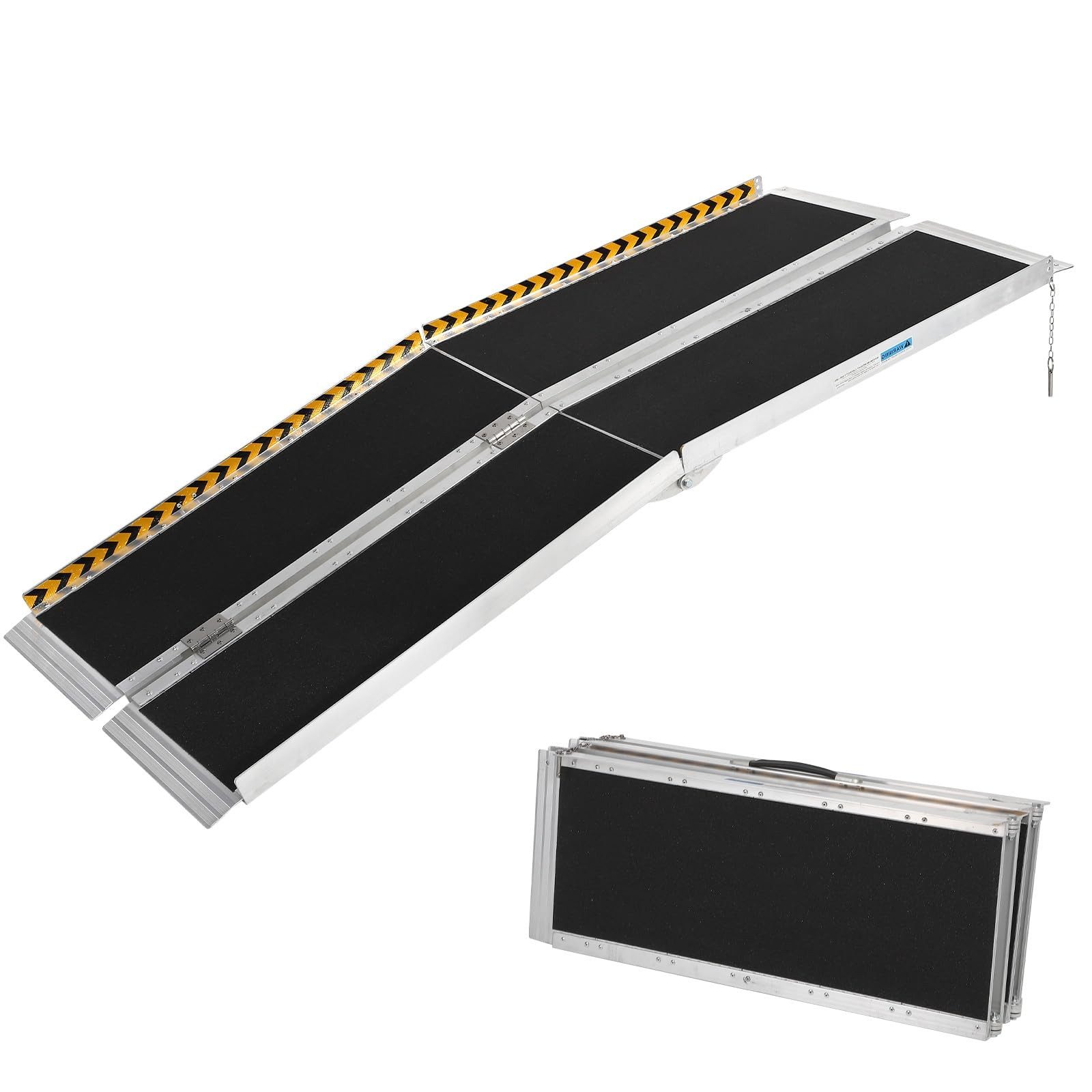 GarveeMore Auffahrrampe 8FT Rollstuhl Aluminium Rampen für Haushalte Tragbar Rollstuhl-Rampe, Rampe Mit rutschfester Oberfläche und Reflektorstreifen, 600lbs