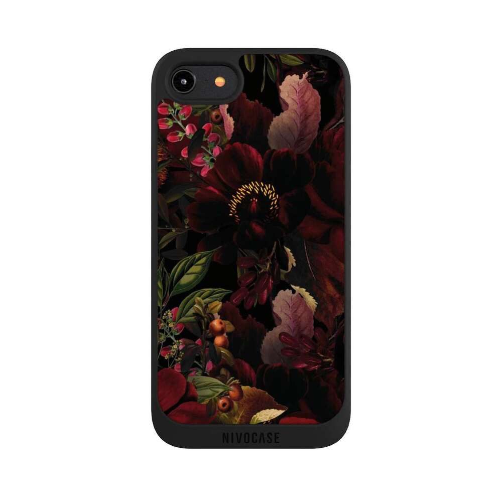 NIVOCASE Handyhülle Utart Blumen Wiese Dunkle Blumenwiese, Apple iPhone 8 Handyhülle Hülle NIVOpure Case Schwarz