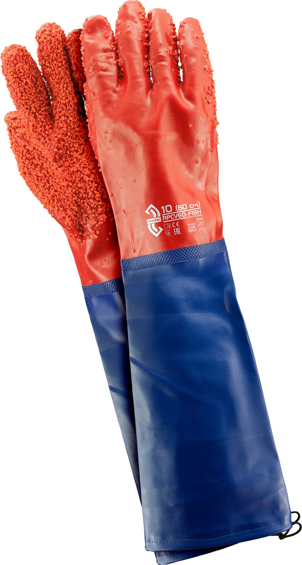 Reis Arbeitshandschuhe Reis Rpcv60 - Fish Schutzhandschuhe, Rot-Blau, 10 (60cm)