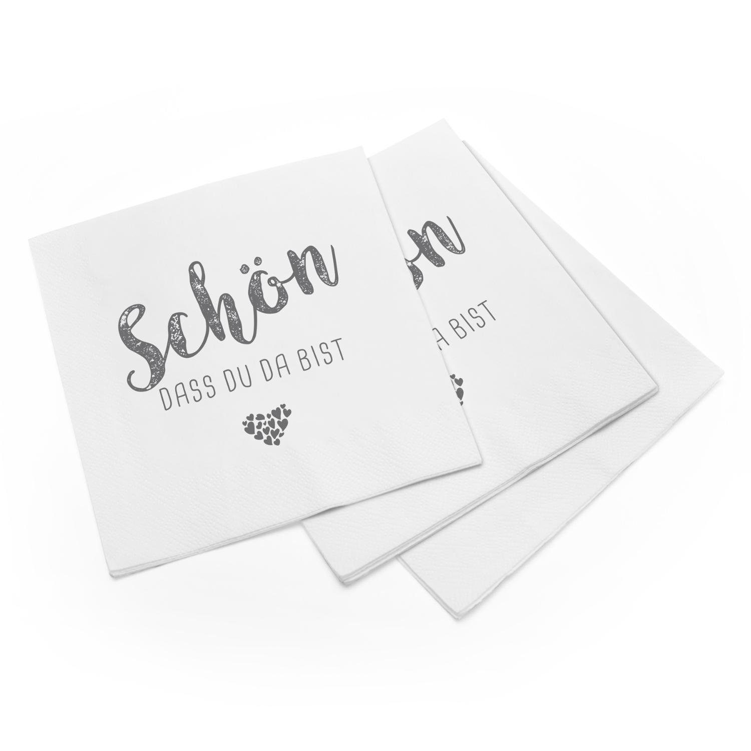 itenga Papierserviette itenga 80x Serviette Schön dass du da bist (40x taubengrau weiß - 40x – Bild 2 von 4