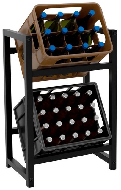 TPFLiving Standregal Getränkekistenständer Star – Getränkeregal für 2 Kisten in schwarz, Kastenständer für Getränkekisten – Flaschenregal, Getränkekistenregal mit den Maßen (HxB xT): 75 x 47 x 31 cm