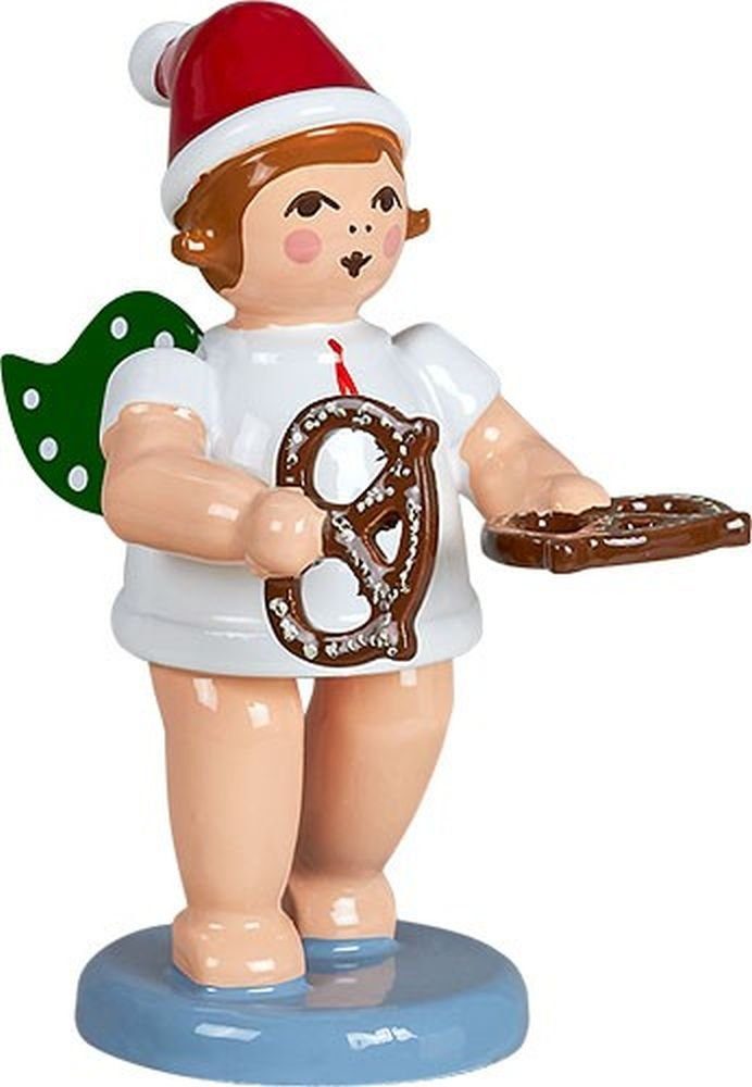 Bäckerengel mit Brezel Holzfigur Höhe und Engelfigur Krone 6cm NEU