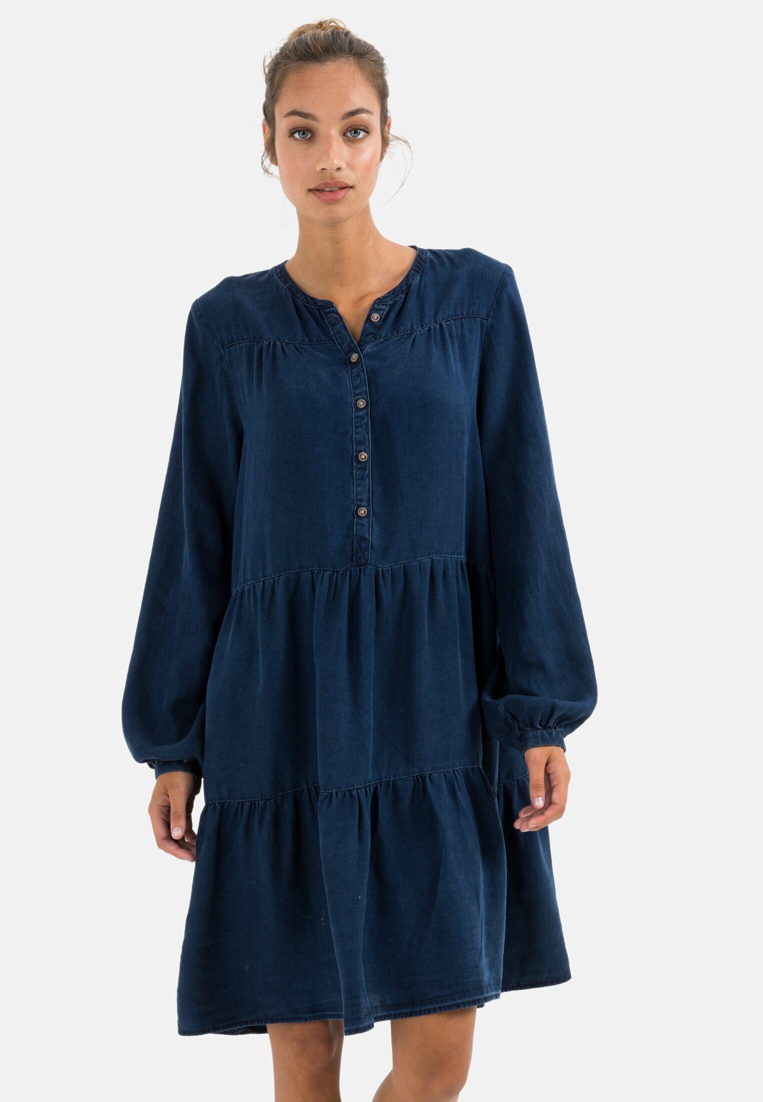 camel active Sommerkleid aus reinem TENCEL™ Lyocell Langarm Rundhals günstig online kaufen