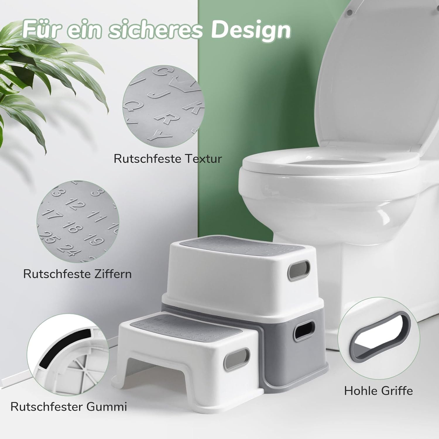 TUWENA Tritthocker Tritthocker Kinder, Kinderhocker Hocker 2 Stufen, Klohocker Toilette, Anti-Kipp und Anti-Rutsch Badhocke Badezimmer Baby Toiletten