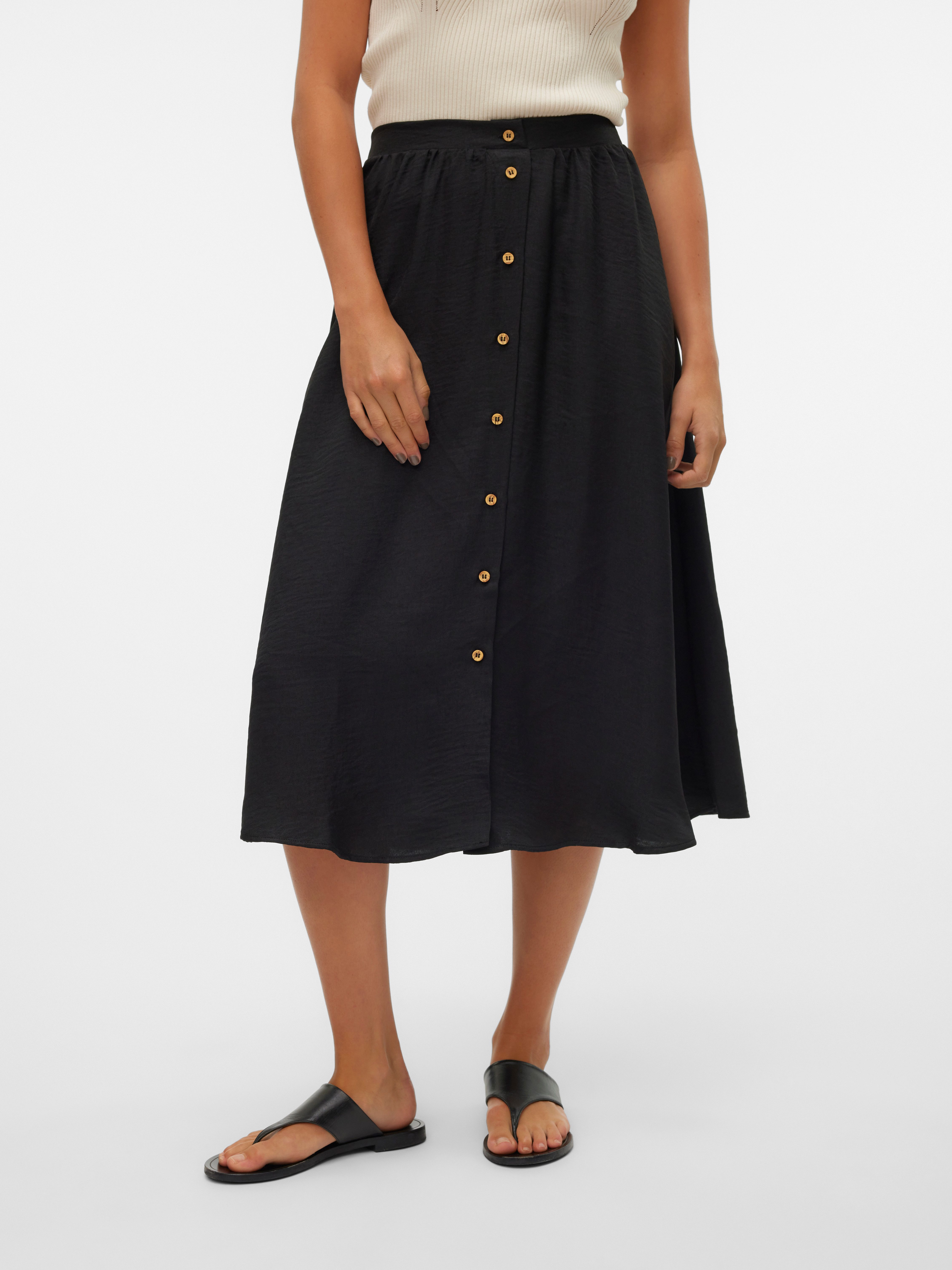 Maxirock VMMELANEY HW BUTTON CALF SKIRT WVN NOOS