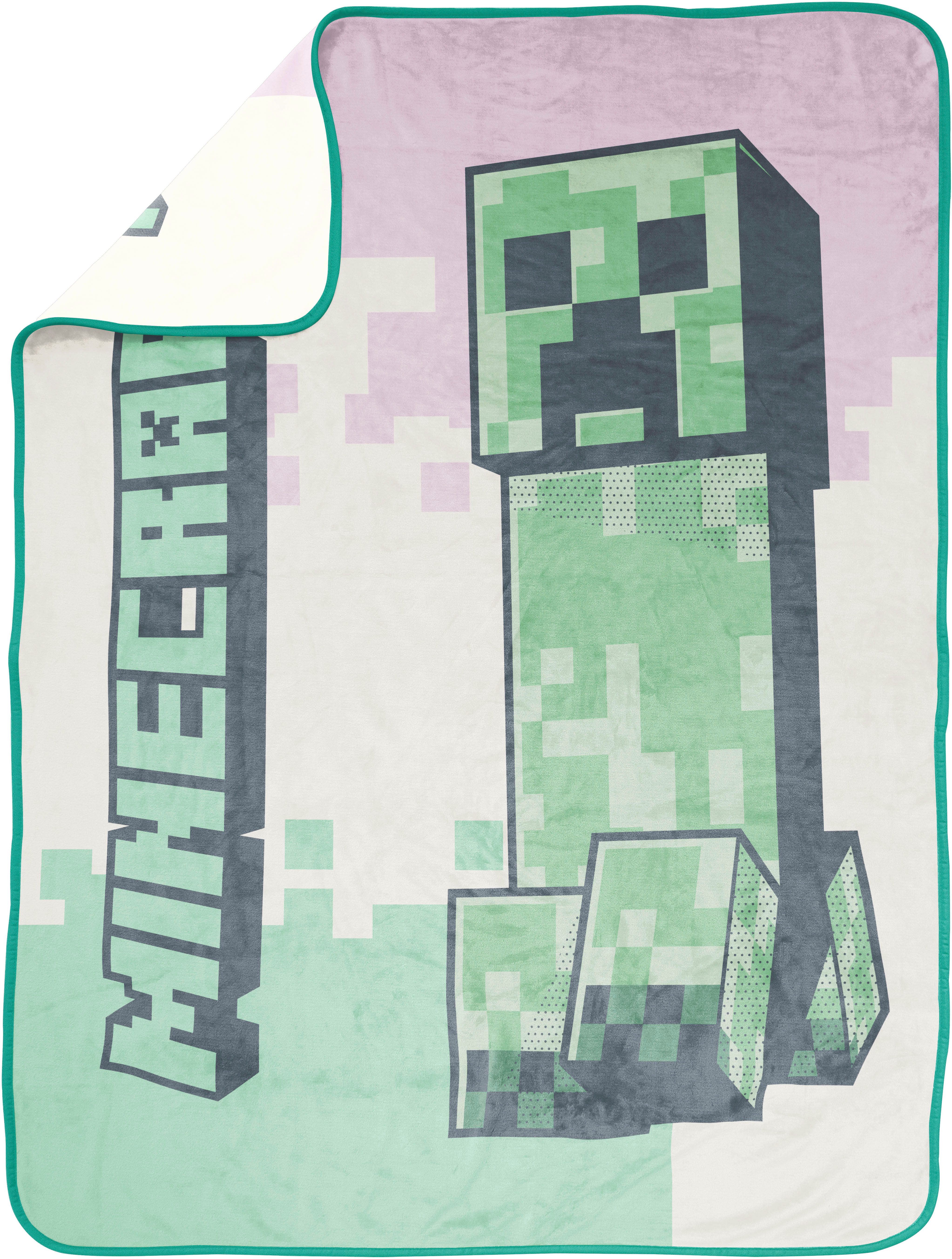 Kinderdecke Minecraft Creeper 130 x 150 cm, Minecraft, flauschig