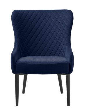 möbelando Loungesessel OTTOWA (B/H/T: 63x87x71 cm), aus Blau Samt in Blau mit Absetzungen in Metall Schwarz Lackiert