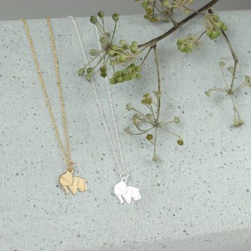 SCHOSCHON Kette mit Anhänger Halskette Elefant Origami 925 Silber