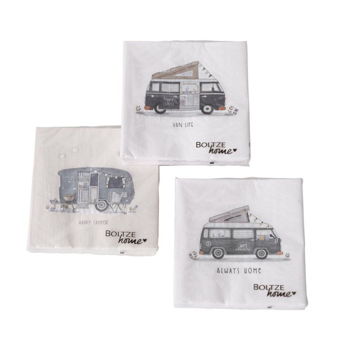 ReWu Papierserviette Servietten Vanlife 3er-SET 60 Stück Papierserviette, (60 St)