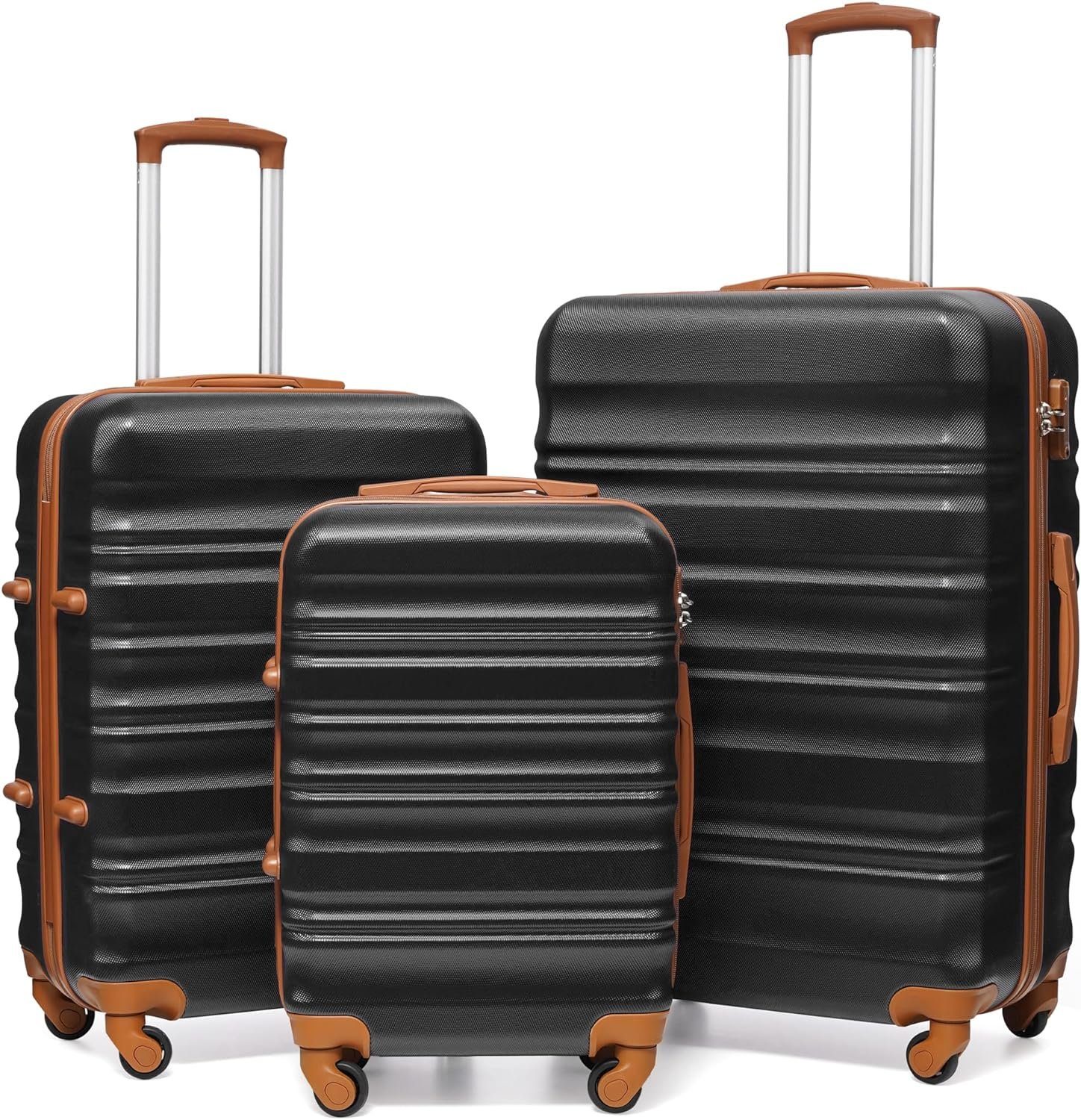 Coolife Kofferset TSA-Zahlenschloss und komfortables Interieur, 4 Rollen, Leicht,Robust und sicher für mühelose Mobilität und langlebiges Design