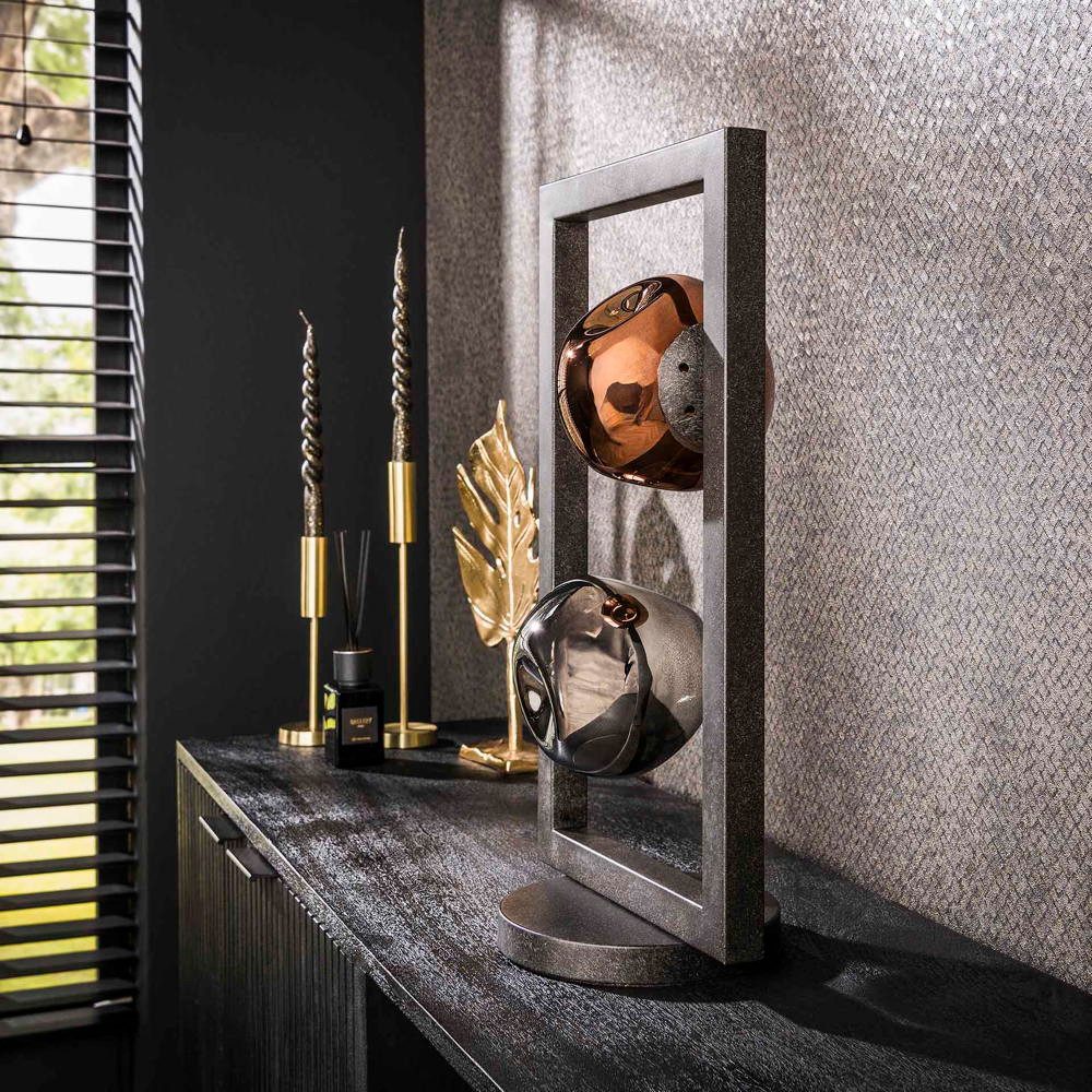 famlights Tischleuchte famlights, Tischleuchte Frana in Schwarz E27 2-flamm günstig online kaufen