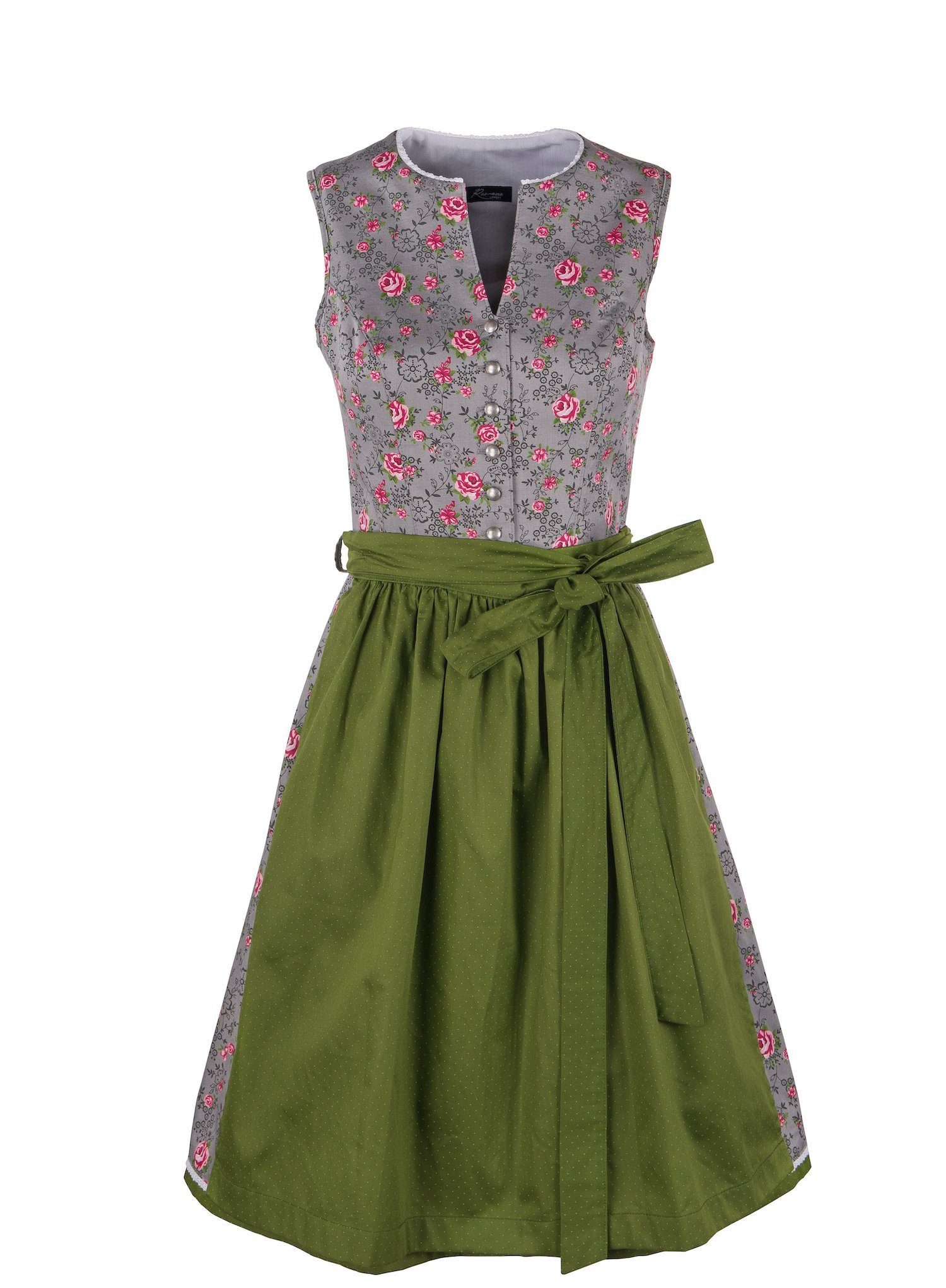 Ramona Lippert Dirndl Clarissa Damen hochgeschlossen 2-teilig grau geblümt günstig online kaufen