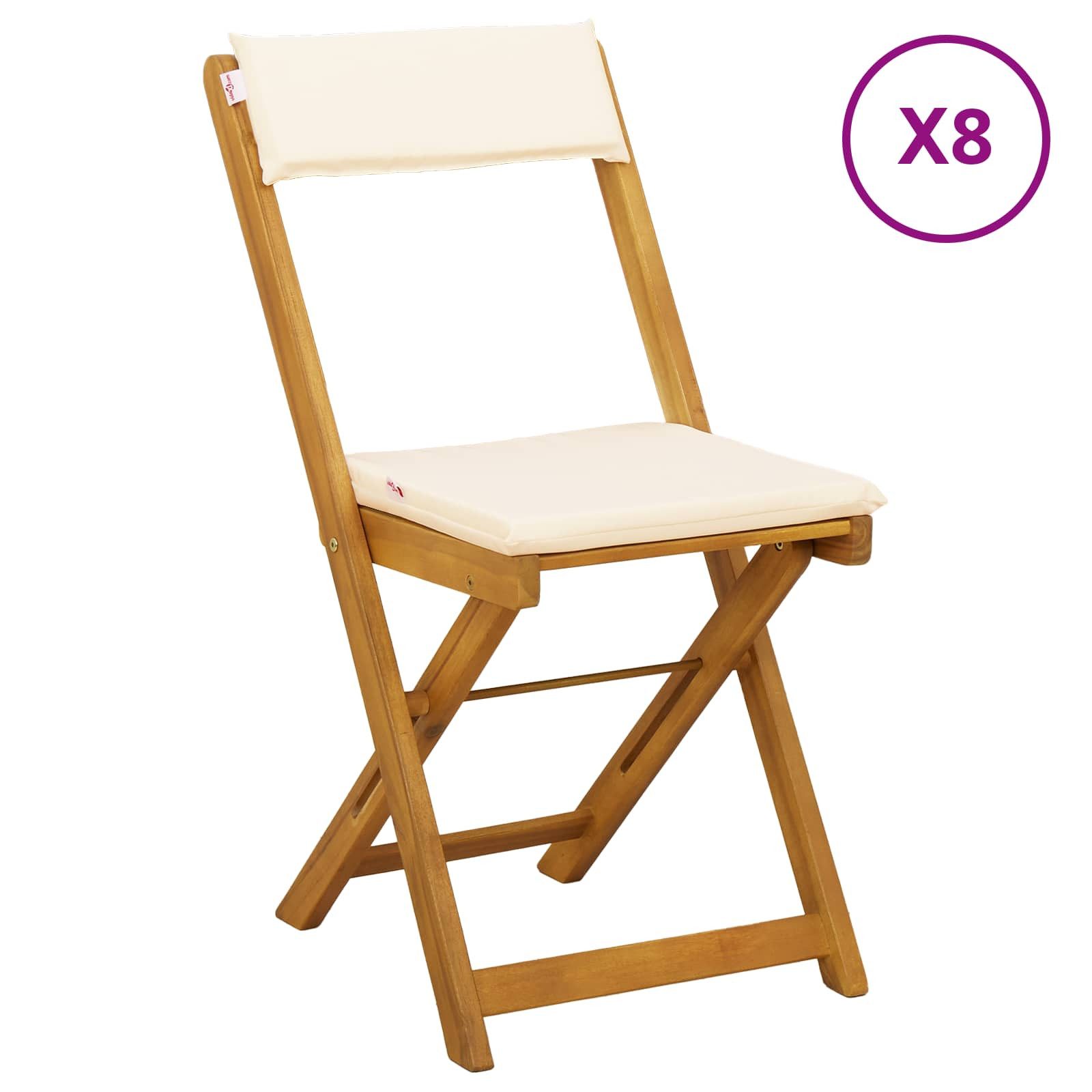 vidaXL Gartenstuhl Außen Bistro-Stühle 8 pcs Cremeweiß 40 x 53 x 80 cm (8 St)