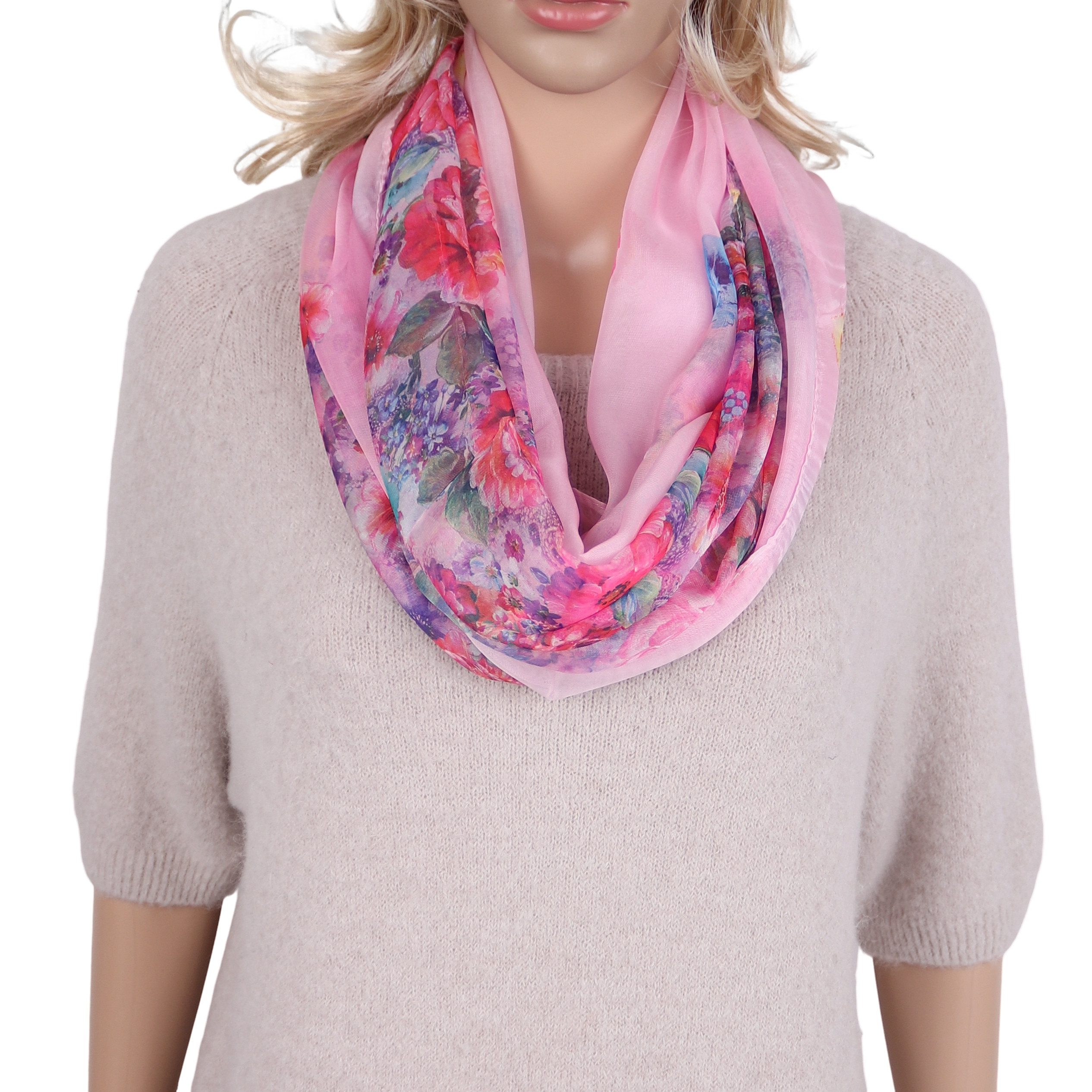 Loop Damen Schal mit Tollem Muster Weich aus 100% Viskose, Schlauchschal