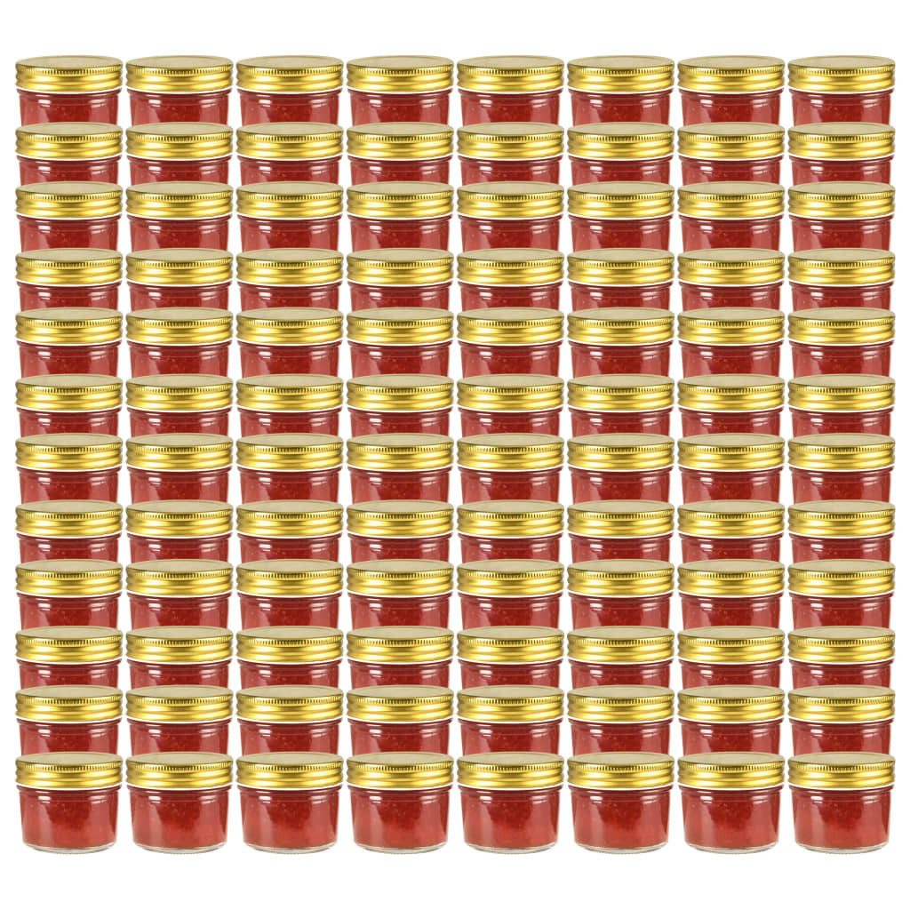 vidaXL Aufbewahrungsbox Marmeladengläser mit goldenem Deckel 96 Stk 110 ml