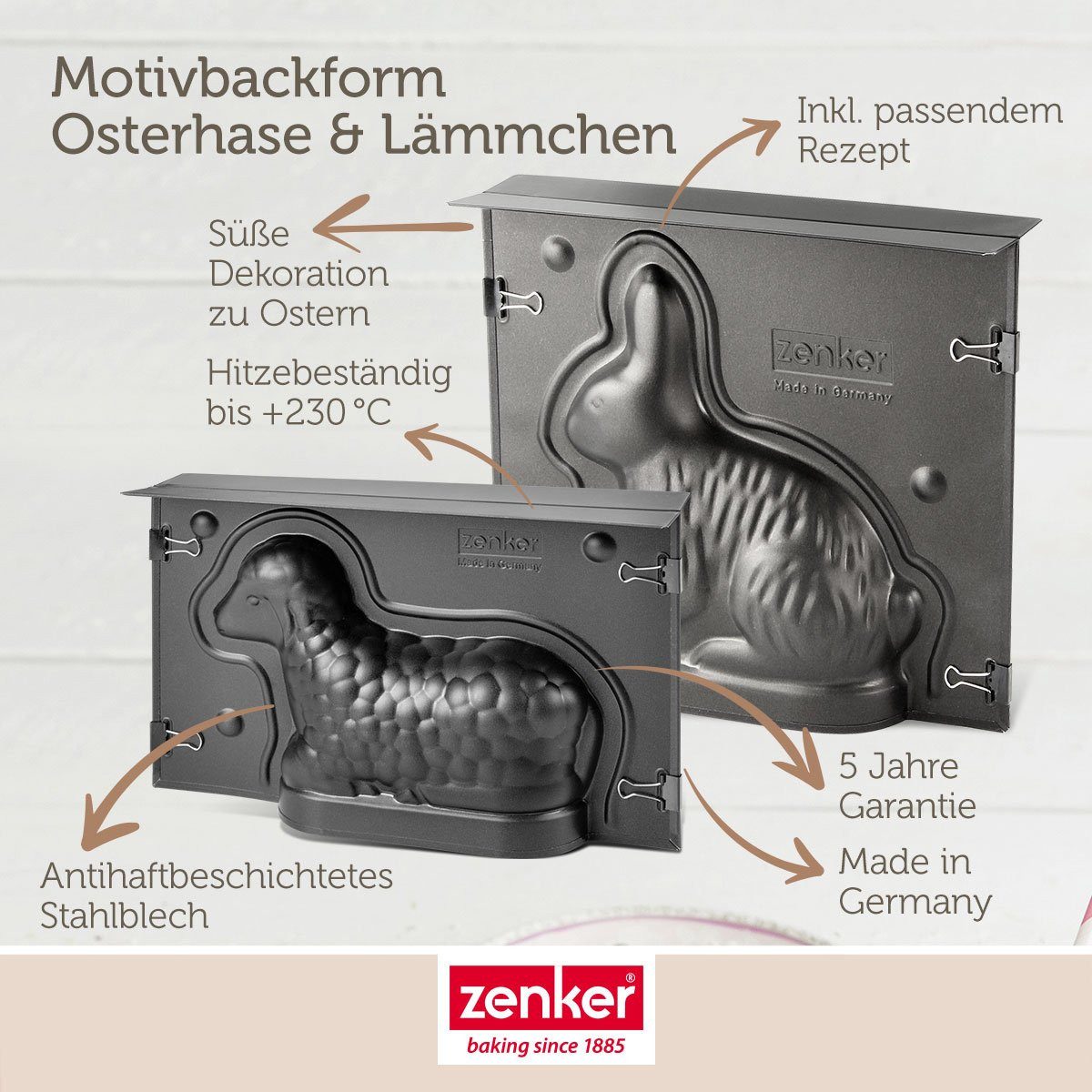 Zenker Backform Osterbackformen-Set Special Season, Hasenform, Mini-Lammform