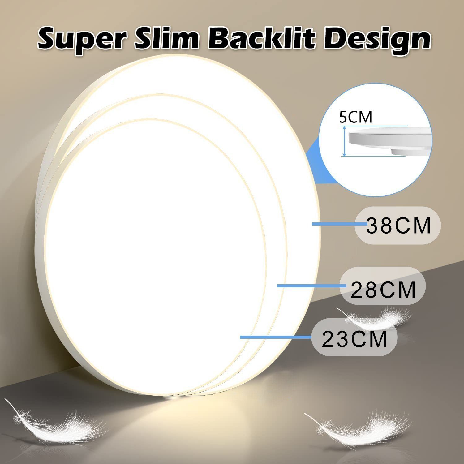 Anti Deckenleuchte Ø23cm LED Triple küchenlampe, LED integriert, Deckenleuchten Mutoy Bad-Leuchte Wohnzimmer, Badezimmer, Deckenlampe weiß, fest 6500K Lampe wasserdicht 20W
