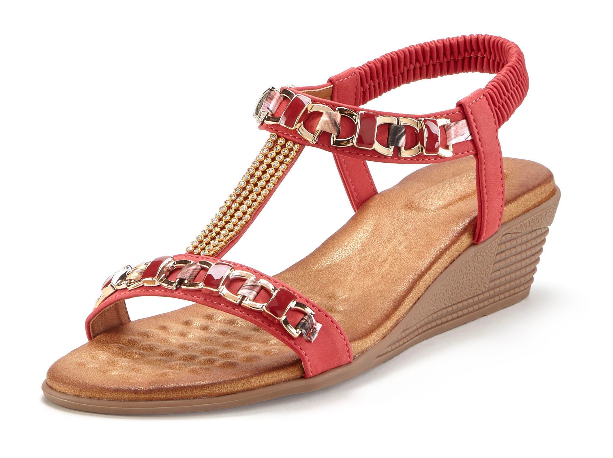Vivance Sommerschuh Sandalette Sandale, Sommerschuh mit Keilabsatz und elastischen Riemchen