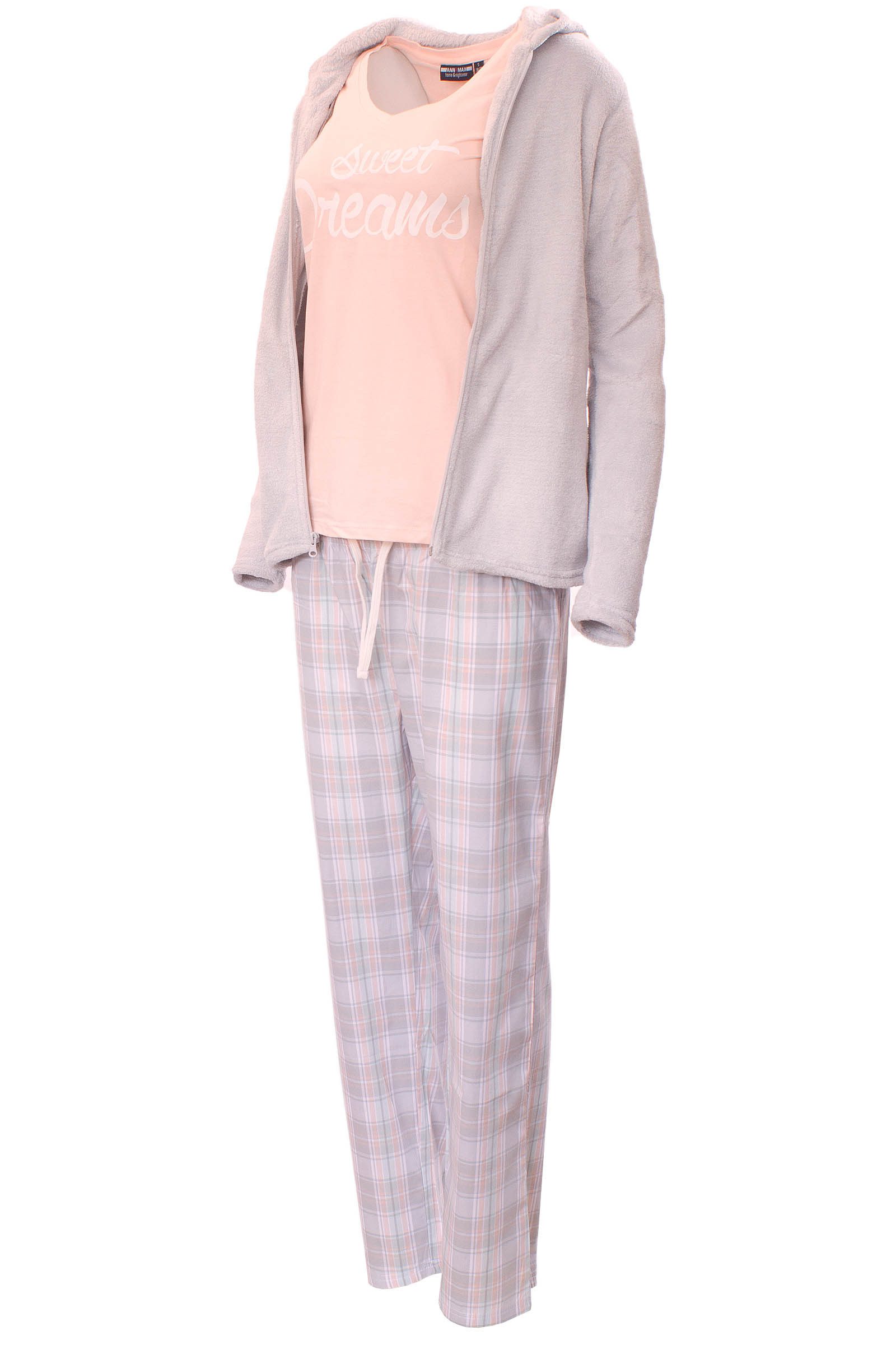 Hausanzug AnnAmax Damen Hausanzug 3-teilig Wellness Anzug Pyjama Schlafanzug