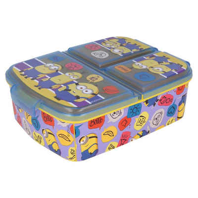 Minions Lunchbox, Kunststoff, Kinder Brotdose mit 3-Fach-Unterteilung BPA frei