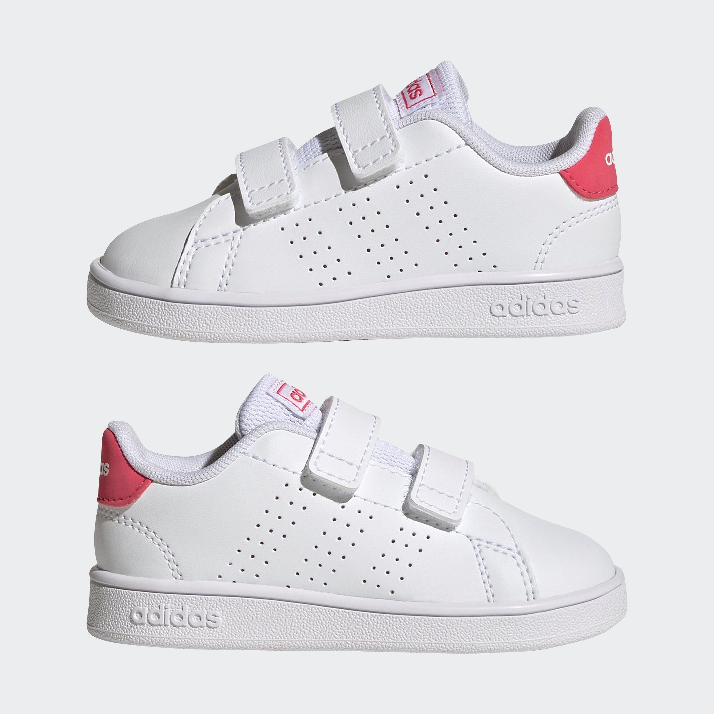 des White Core / Real Spuren auf Pink Black adidas HOOK-AND-LOOP TWO COURT adidas ADVANTAGE Sportswear Design LIFESTYLE Cloud Smith / Sneaker Stan den