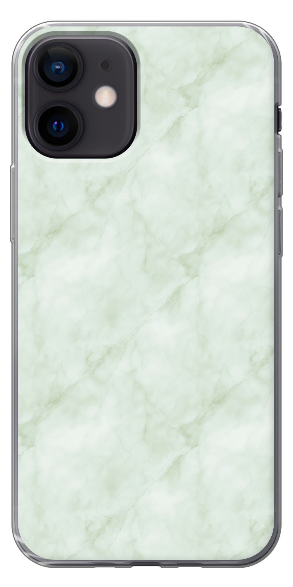 MuchoWow Handyhülle für Apple iPhone 12 Pro Grün - Marmor - Fließende Adern, Smartphone-Bumper, Print, Handy Schutzhülle Dünn