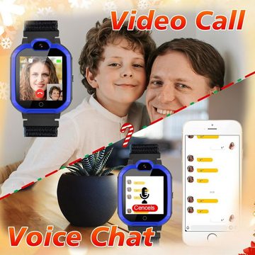 PTHTECHUS Smartwatch (1,4 Zoll, 4G), Kinder 4 G für Mädchen und Mädchen mit GPS WiFi Videoanruf Sprachchat