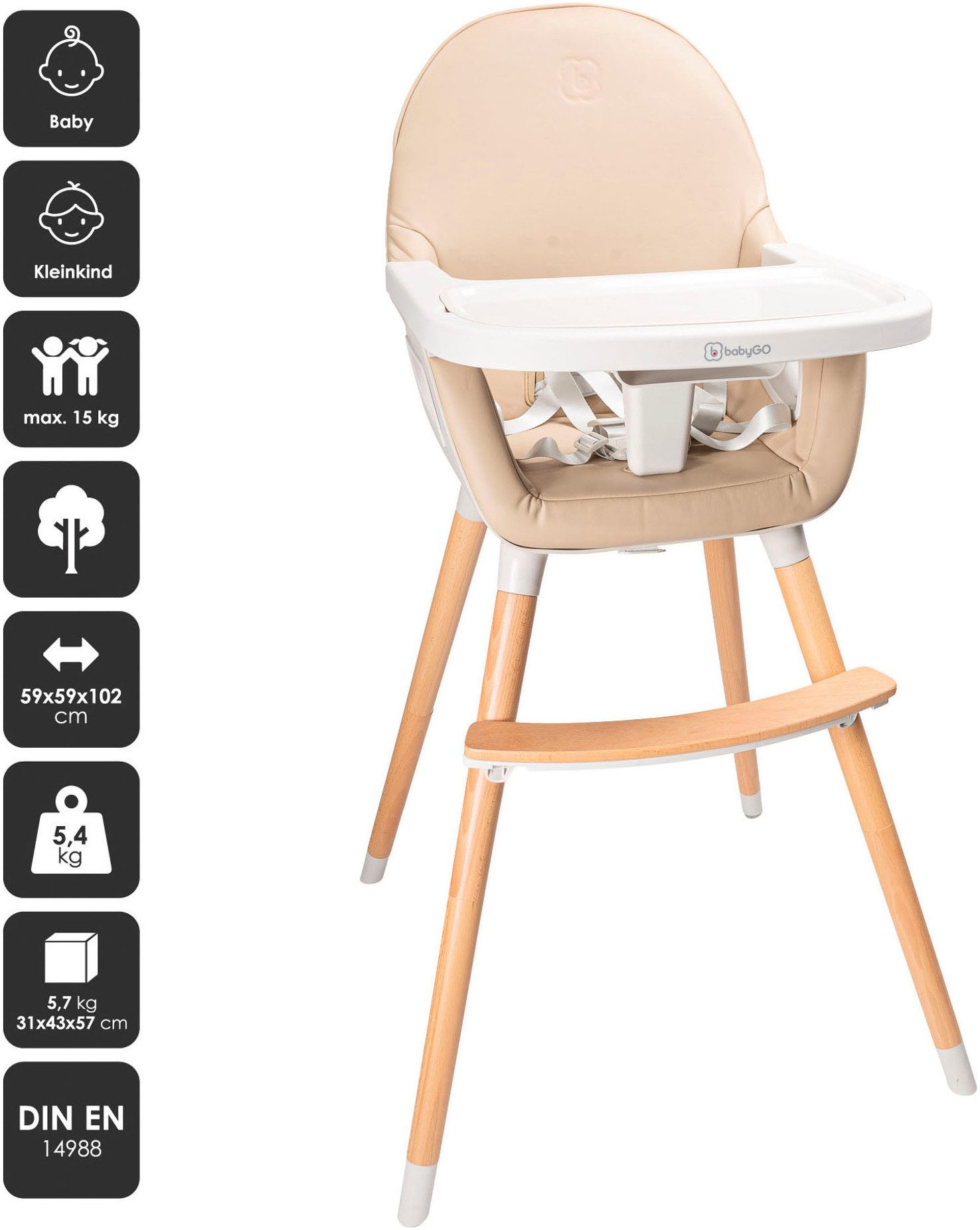 BabyGo Hochstuhl Scandi - wood günstig online kaufen