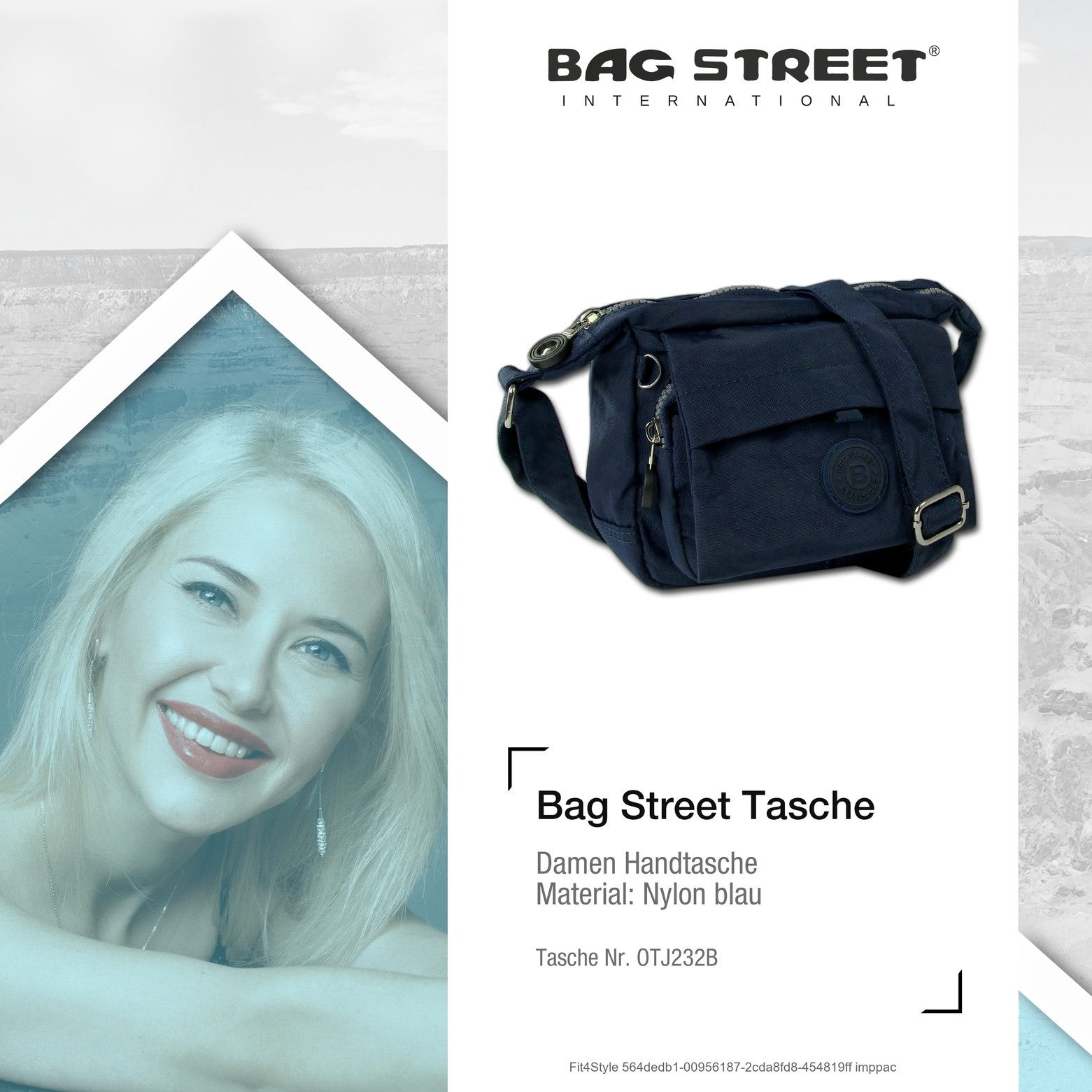 BAG STREET Handtasche Handtasche Abendtasche Nylon navy Damen (Handtasche), Damen, Jugend Tasche aus Crinkle Nylon in dunkelblau, ca. 17cm Breite – Bild 5 von 5