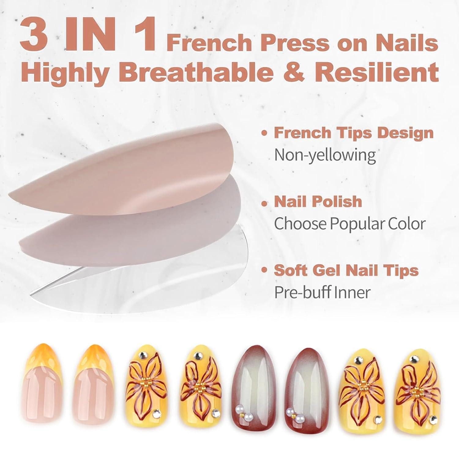 LuxusKollektion Kunstfingernägel Falsche Nägel 24 Stück 3D Rotblumen Jelly Gel Kristall design-5