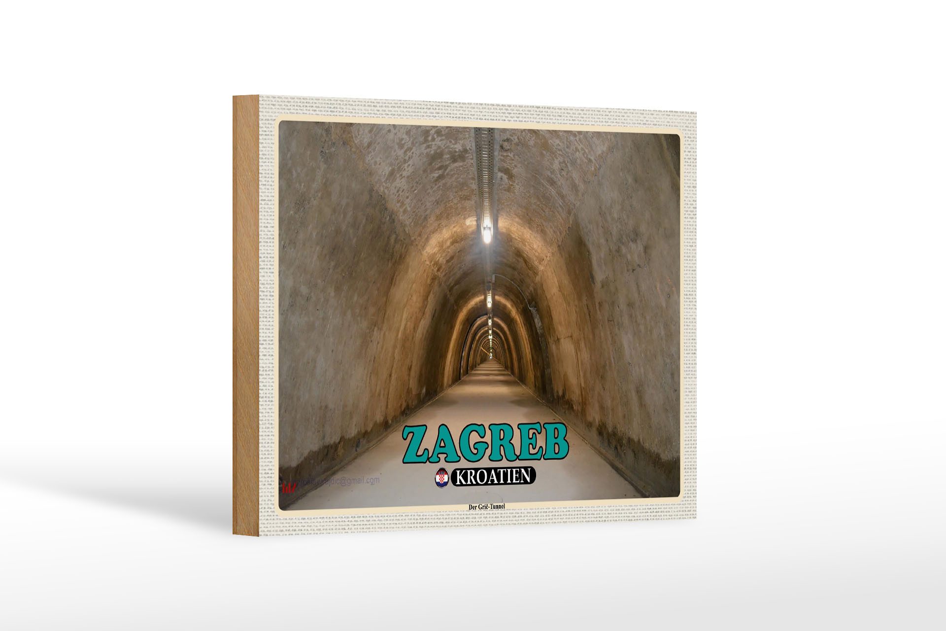 Femer GmbH Holzbild Reise 18x12 cm Zagreb Kroatien Der Gric-Tunnel, (1 St), Glatte Holzfaserplatte (MDF), vorn beschichtet