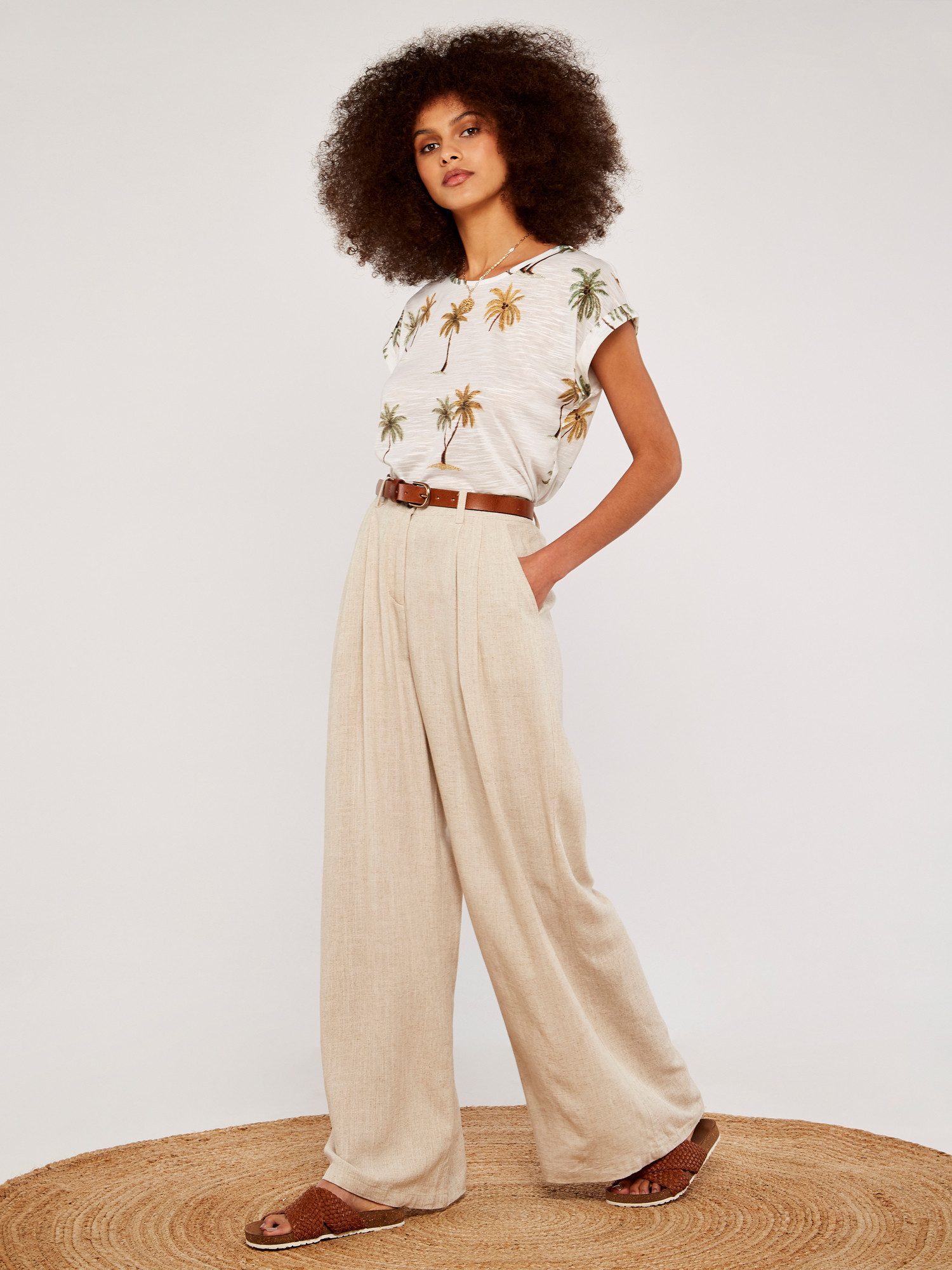 Apricot T-Shirt Palm Scene Slub Tee, günstig online kaufen