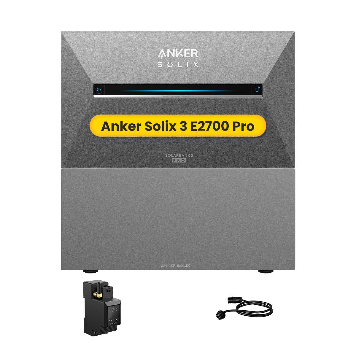 Anker Balkonkraftwerk Anker SOLIX Solarbank 3 E2700 Pro mit Zusatzsakkus und Smartem Zähler, (Smart Meter und Anker Solarbank 3 E2700 Pro im Lieferumfang enthalten), Speicher mit integriertem Wechselrichter, All-in-One 2,68kWh Akku