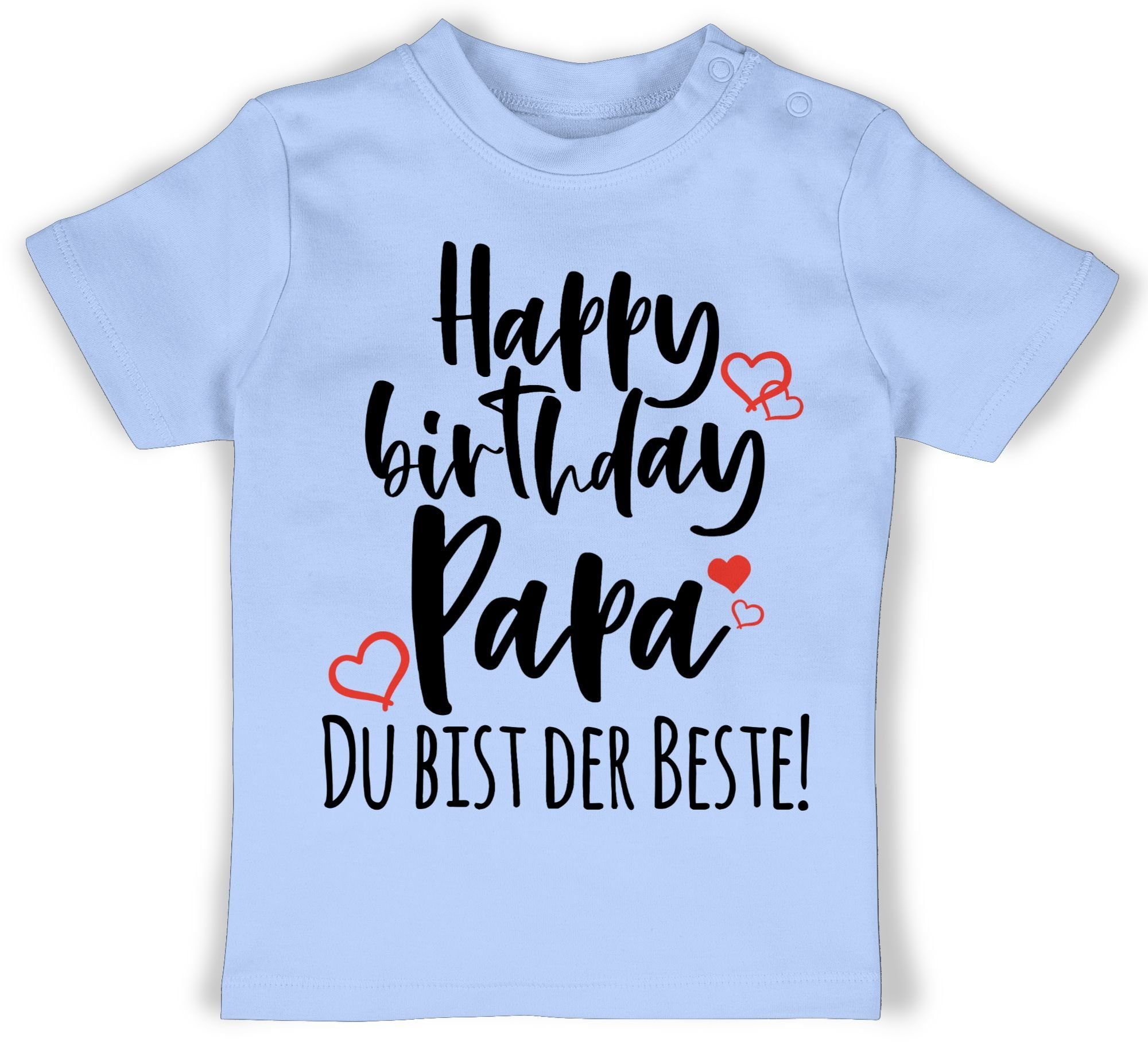 Shirtracer T-Shirt Happy Birthday Papa Strampler Baby Mädchen & Junge 3 Babyblau