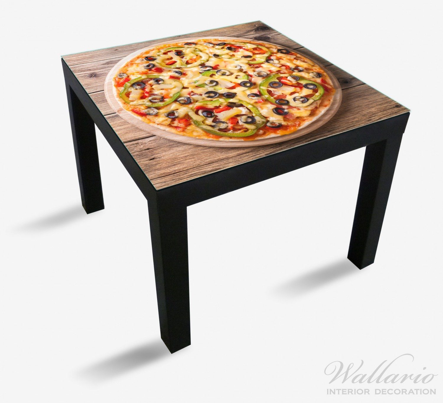 Wallario Tischplatte Italienische Pizza Paprika (1 Oliven. für Käse mit geeignet Ikea und St), Tisch Peperoni, Lack