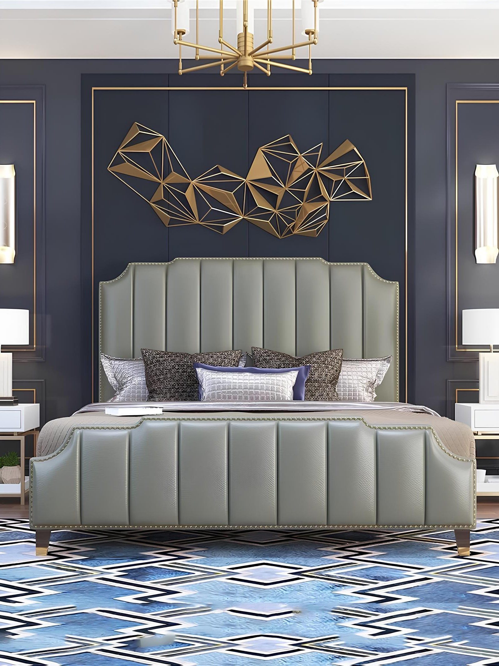 Xlmoebel Polsterbett Luxuriöses Leder-Doppelbett für höchsten Schlafkomfort (1-tlg., Bett), Hergestellt in Europa