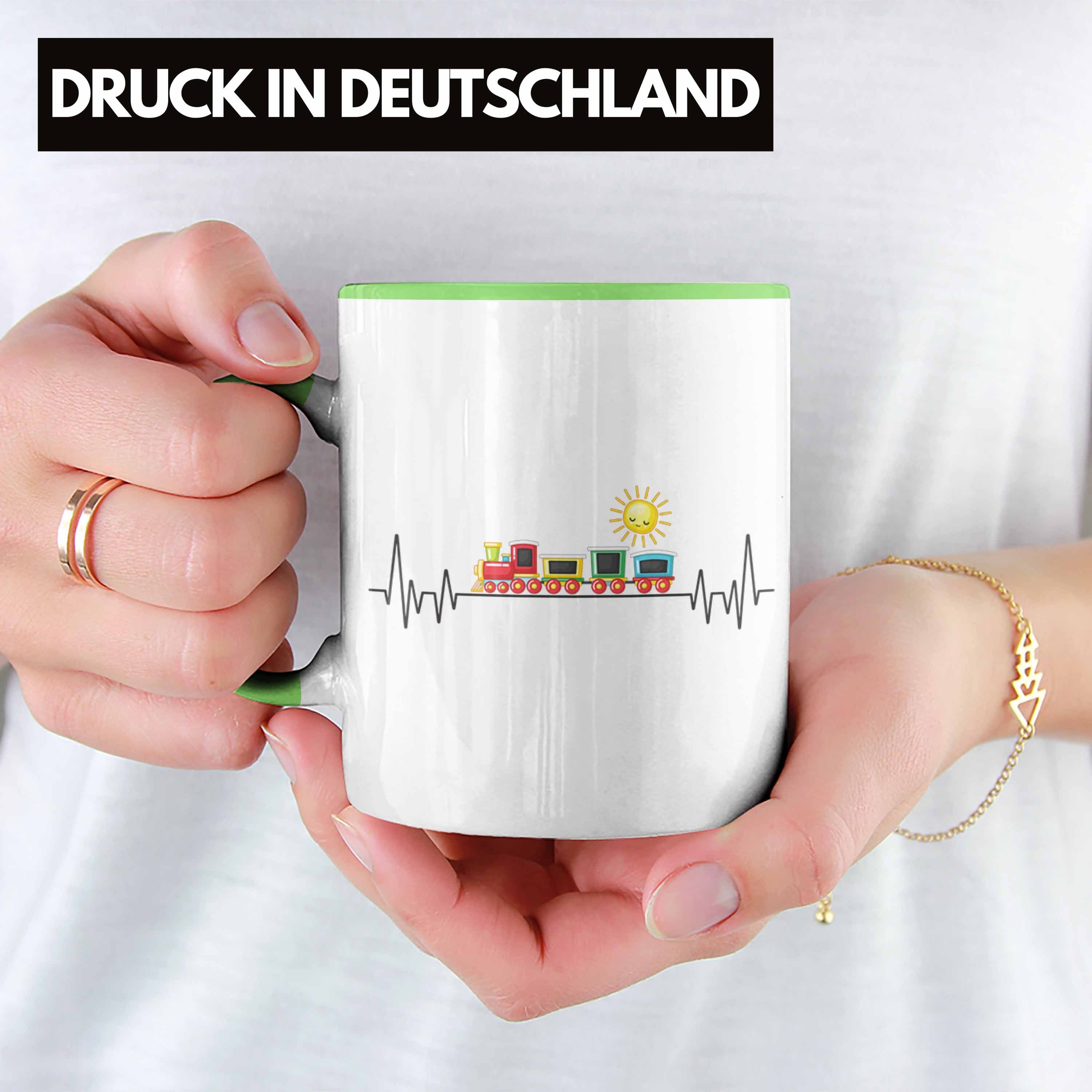 - Eisenbahner Zug Tasse Trendation Geschenk Herzschlag Züge Grün für Tasse Zugfüh Trendation