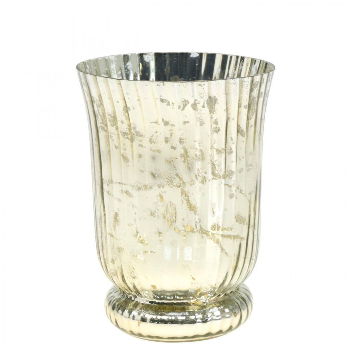 Tischvase Vintage Windlicht Glas Teelichthalter Teelichtglas Antik Ø14,5cm