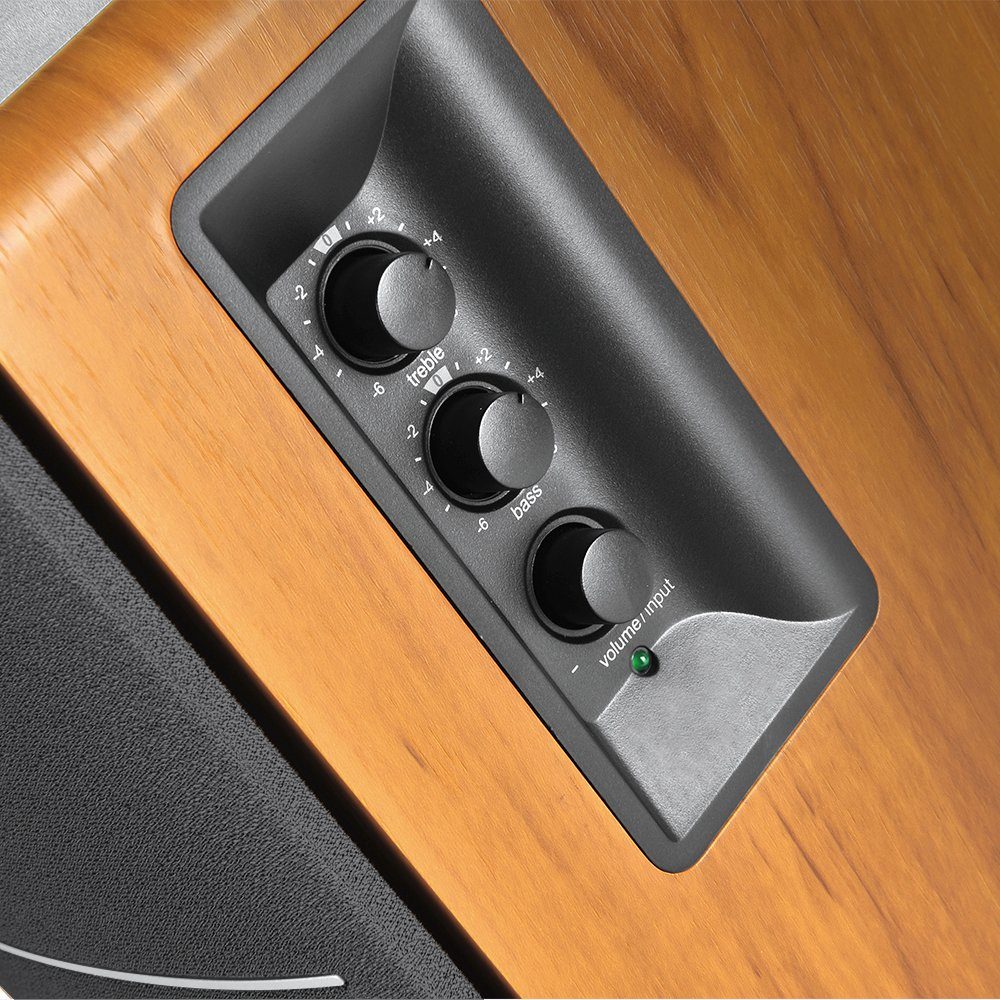 Edifier® R1280DBs Stereo Regal-Lautsprecher paar) 42 W, Soundfield Fernsteuerung, (Bluetooth, Braun Spatializer