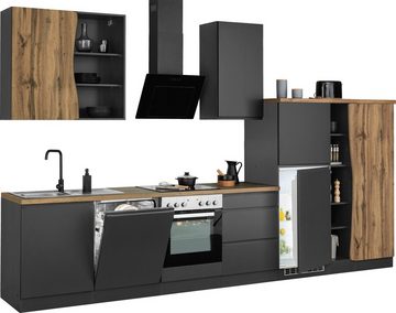 KOCHSTATION Küche KS-Bruneck, 380cm breit, wahlweise mit oder ohne E-Geräte, hochwertige MDF-Fronten