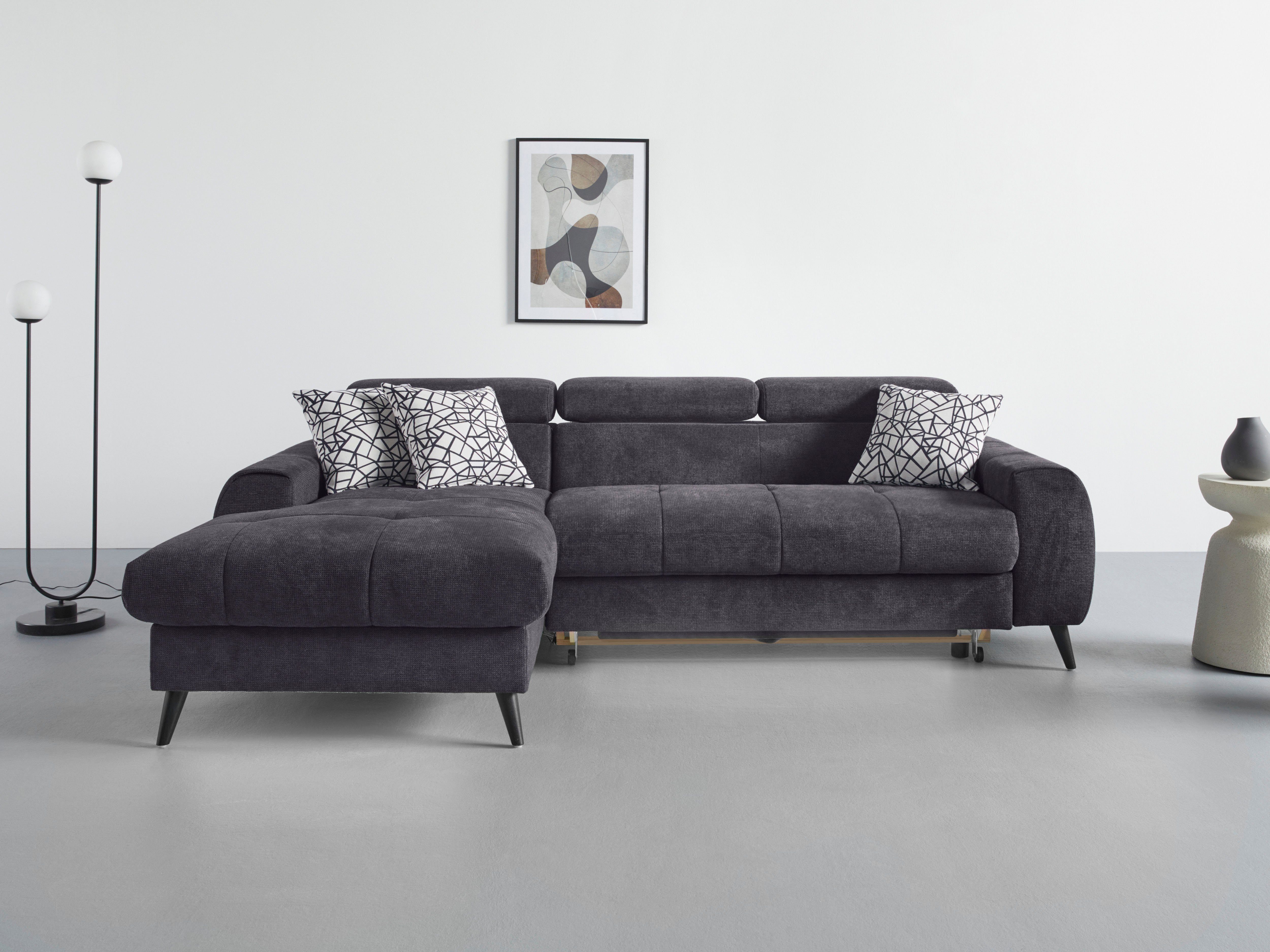 COTTA Ecksofa "Mia L-Form mit 3 Zierkissen", wahlweise mit Bettfunktion, Be günstig online kaufen