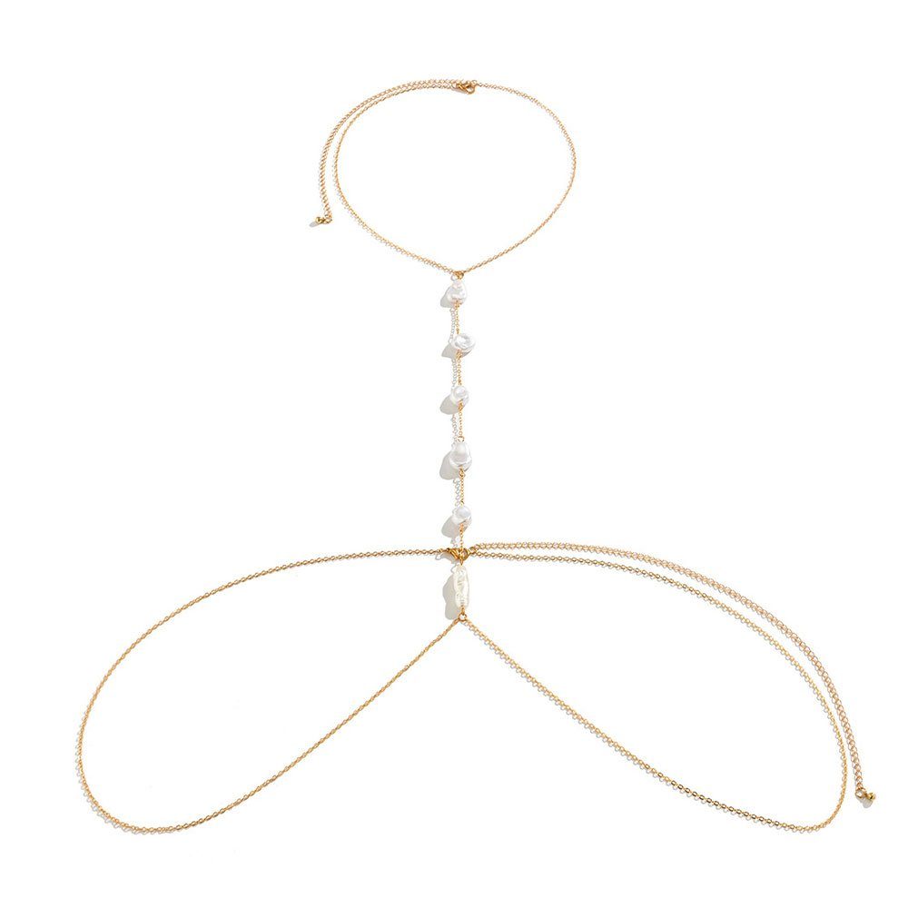 Brustketten Charm-Kette LAKKEC Perlenketten Taillenketten Damenschmuck Körperketten